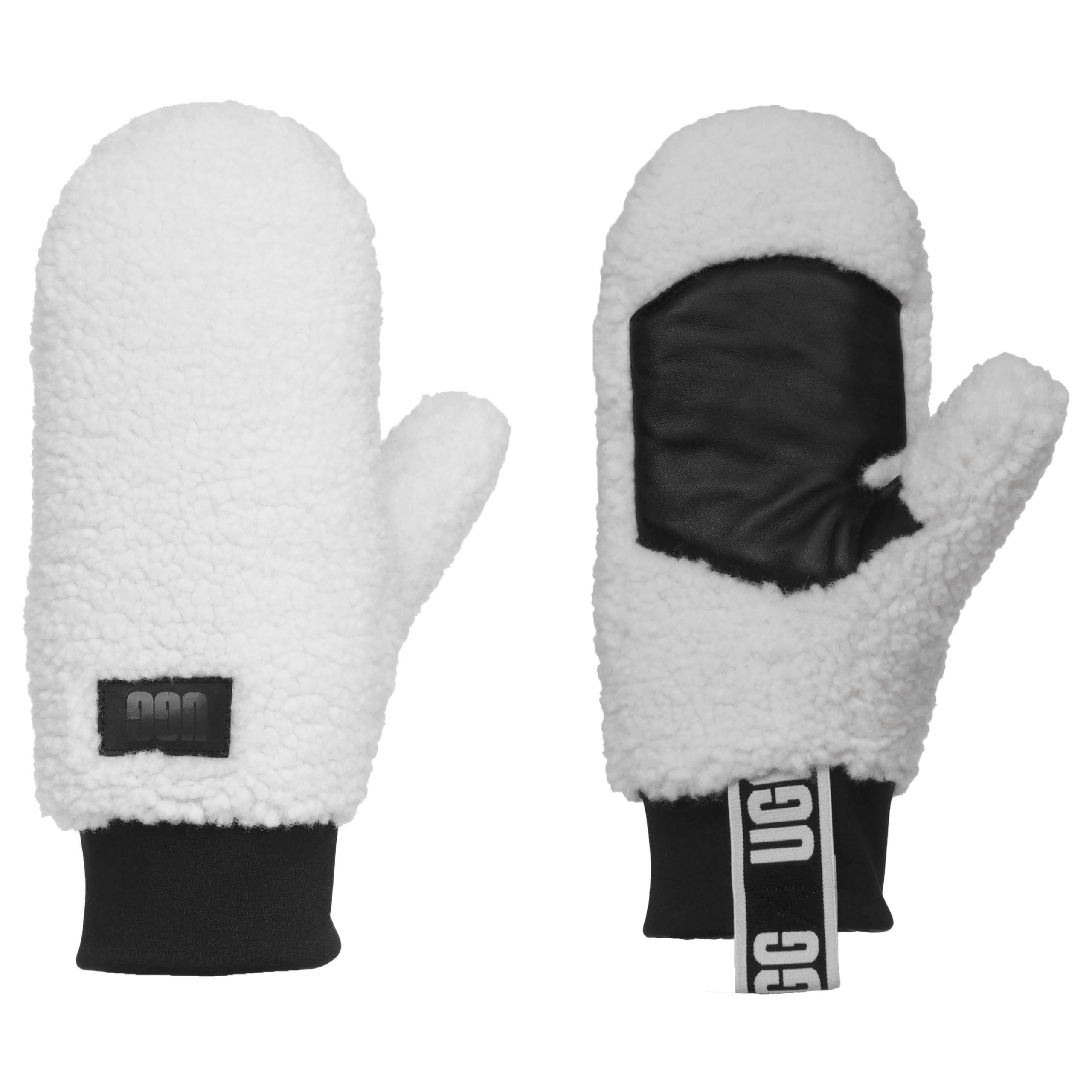 UGG Women Uggfluff Mitten With Logo Tape, Nimbus, S/M