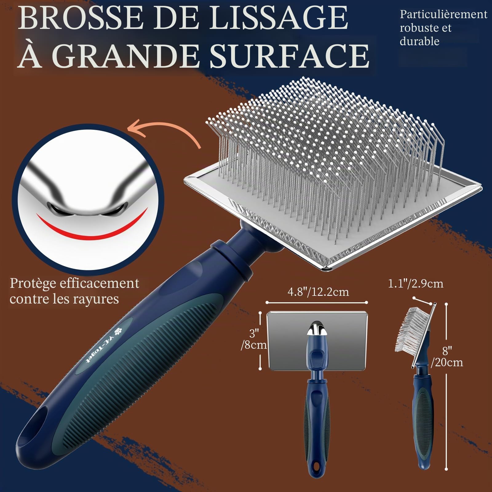 Brosse Slicker Douce pour Chien avec Pins à Billes Protectrices – Démêlage & Élimination du Sous-Poil pour Chiens et Chats – Brosse de Massage Apaisante pour Peaux Sensibles, Goldendoodle & Caniche