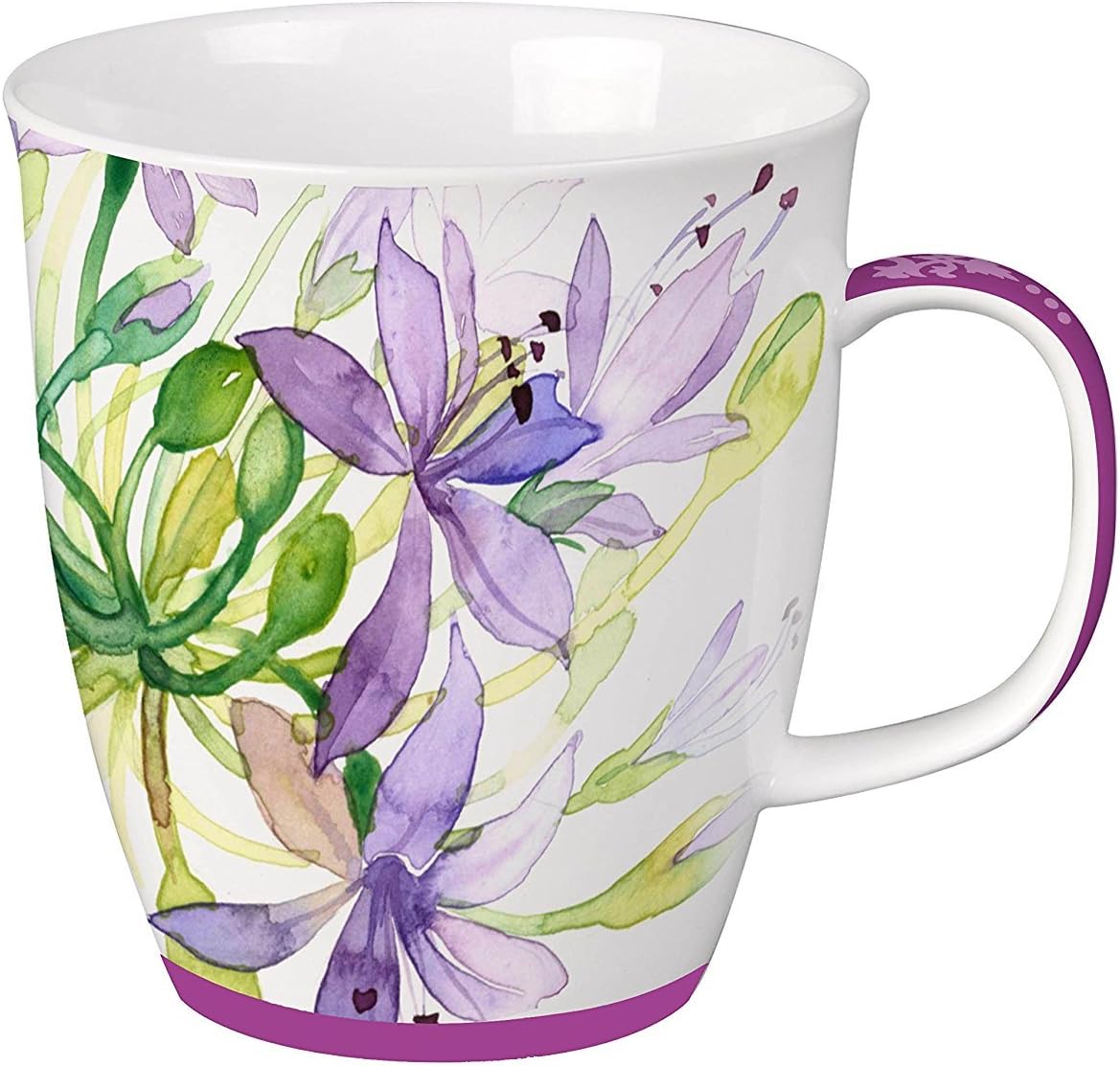 SVIV Curve New Bone China Coffee or Tea Mug, 16oz (Purple Meadows)