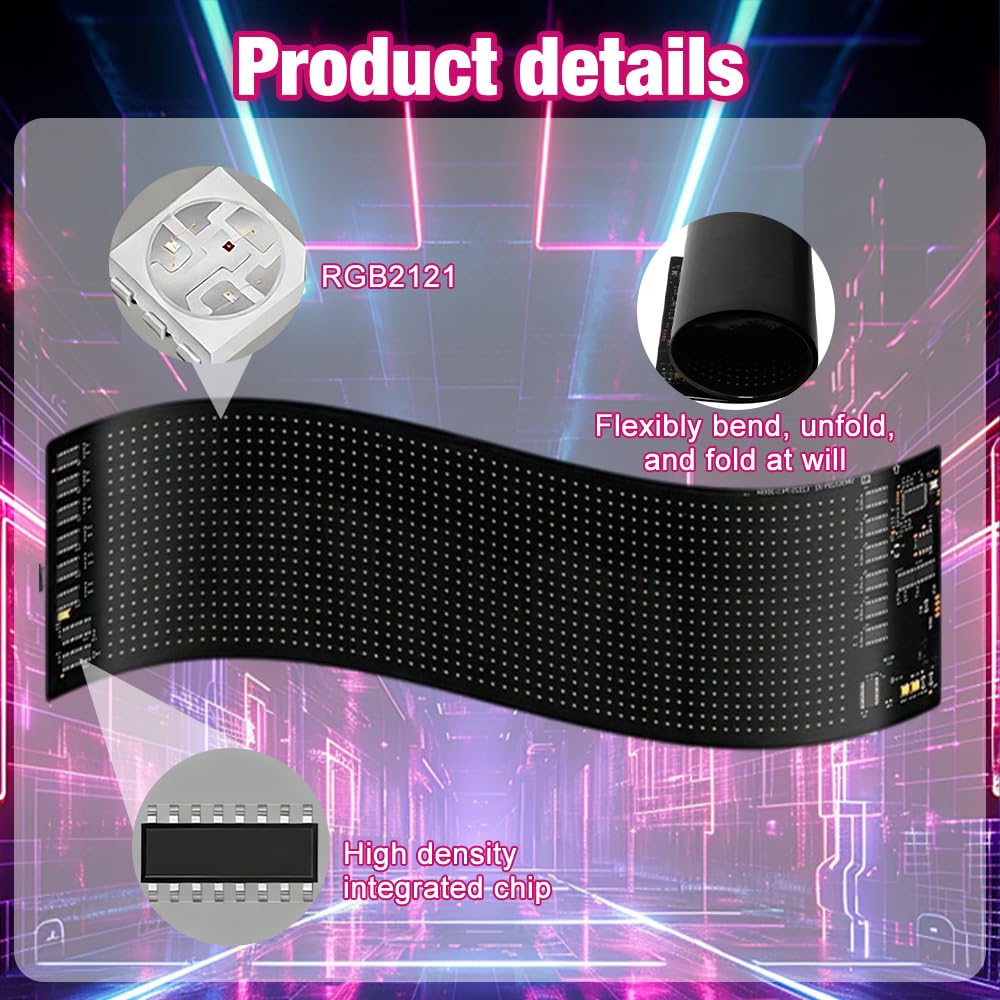 2 Luces Led de Ojos de Diablo para Coches, SUV, Ojos Led, 92 x 374 mm, Panel de Matriz Led Flexible, Programable, Letrero Led Animado, Control por Aplicación Bluetooth y Mando a Distancia