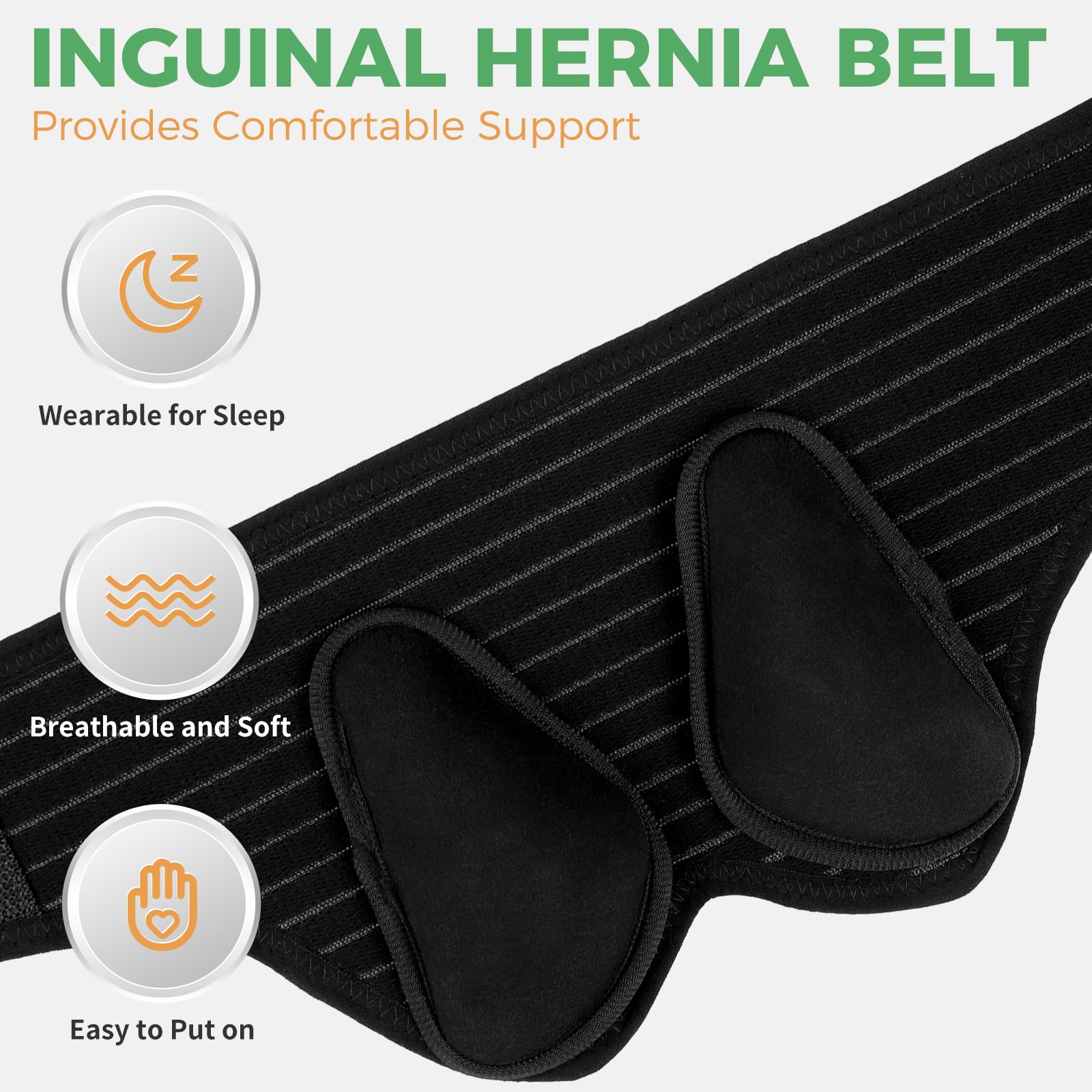 GRLEAYIE Hernia Belts for Men Inguinal, Groin Brace Hernia Support for Bilateral Hernia, Groin Hernia Truss for Groin Pain Relief, Medical Hernia Guard with 4 Compression Pads, Adjustable Waist Guard - L