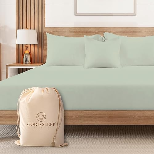 Sábana bajera ajustable de 1000 hilos tamaño King color salvia con bolsillo profundo, solo sábana bajera de algodón egipcio, sábana bajera suave,