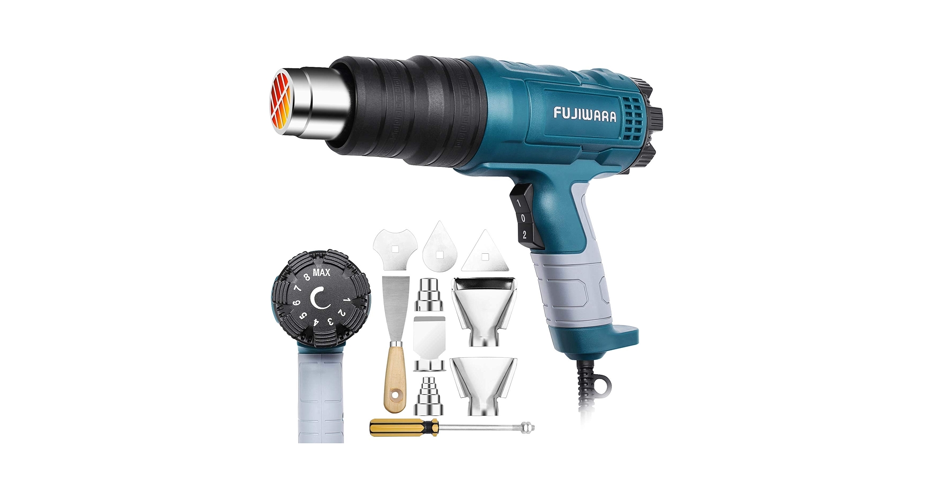 まーPREMIUM RELEASE WARM & COOL GUN Heat Gun Kit 2000W with Variable Temperature 5 Nozzles