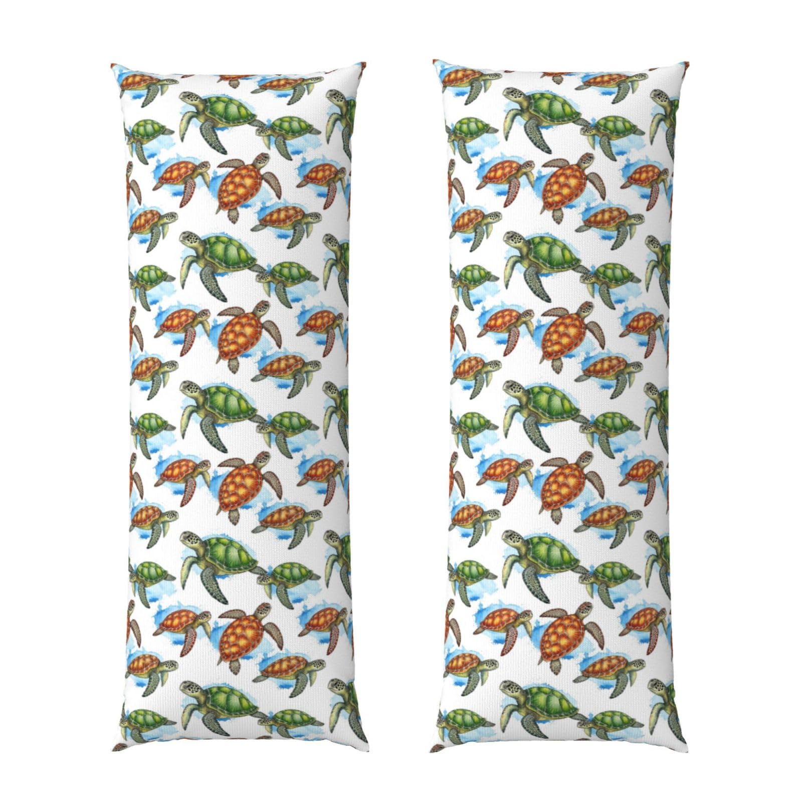 Long Body Pillow Cover 20x54, Great Ocean Wave Sea Turtles, Plush Velvet Pillowcase with Zipper, Cozyffy Rectangular Case for Bedroom Couch Sofa Sleeping