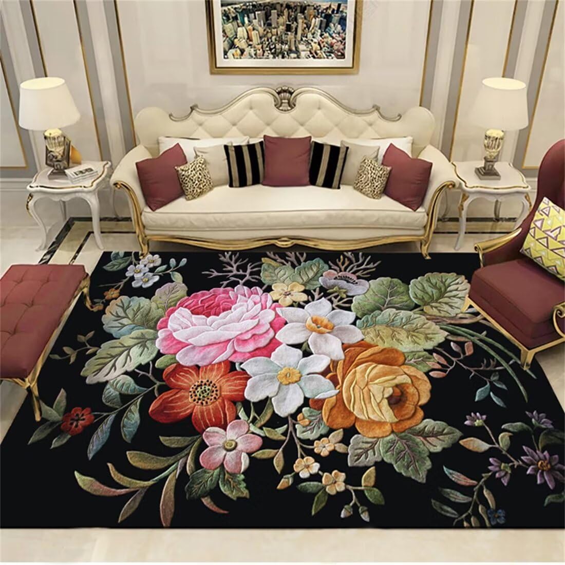 Tapis de salon rouge pour moments chaleureux en famille 70x140