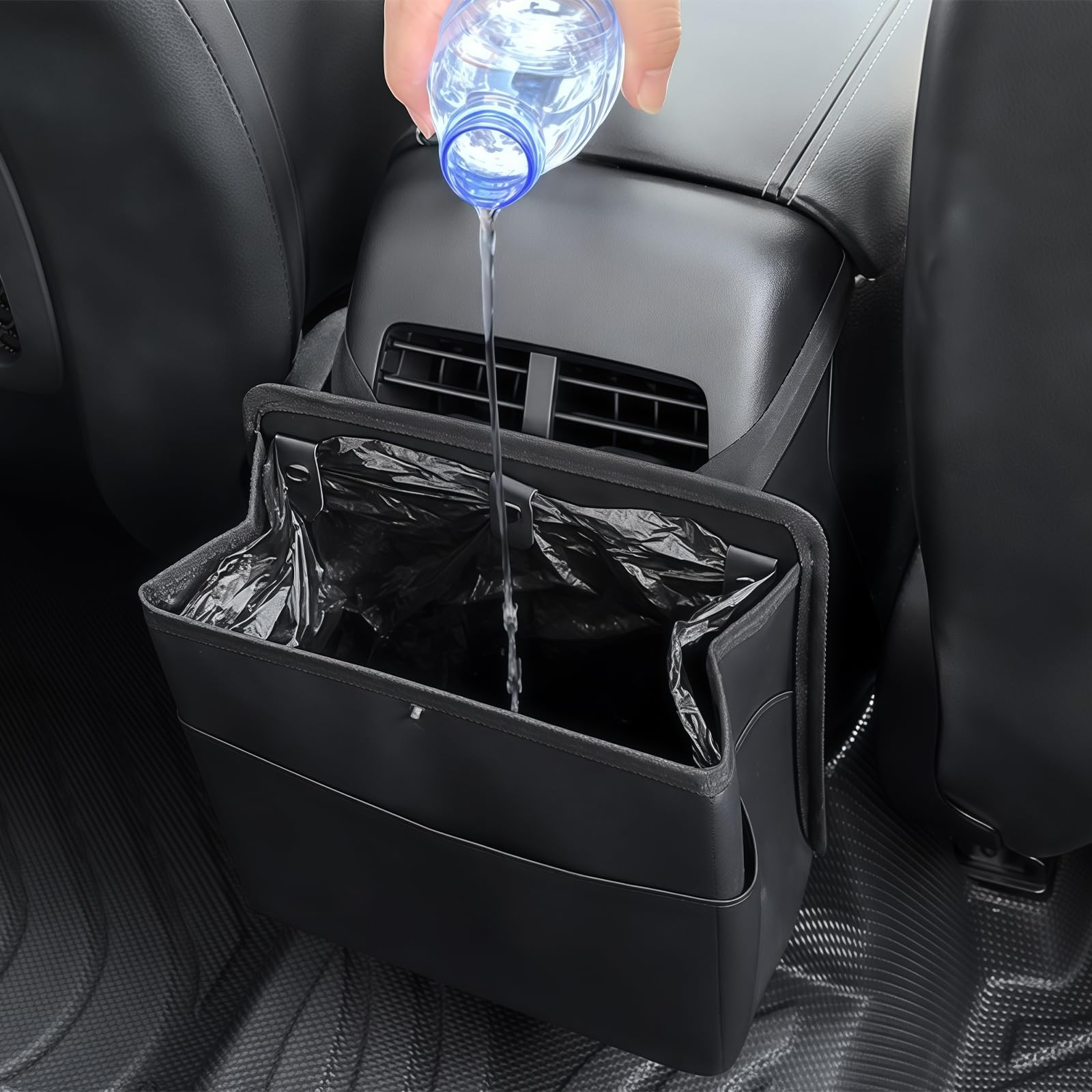 Auto Mülleimer für Tesla Model 3 (2015-2020), wasserdichter KFZ Abfalleimer mit Deckel,hängender Müllbeutel,Organizer für Rücksitz & Konsole