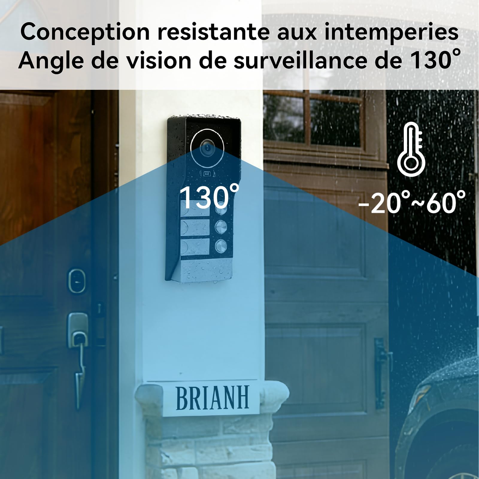 Interphone Vidéo Filaire avec 7 Pouces Moniteur Tactile,Platine de Rue avec Camera,Sonnette Vidéo Extérieur Vision Nocturne, Audio Bidirectionnel, 3-Family Kit