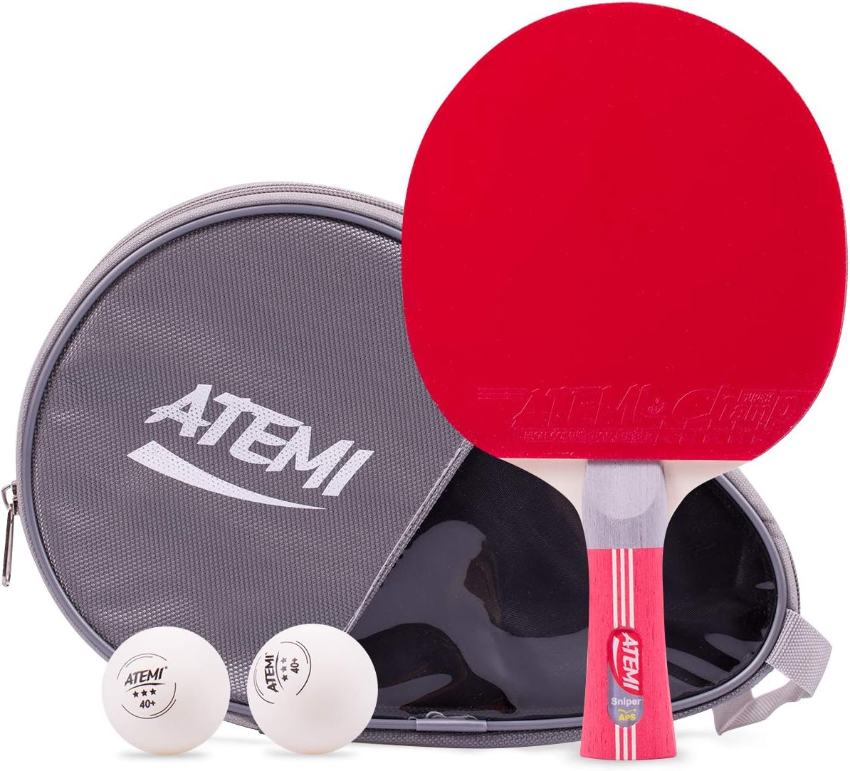 Atemi Sniper 5-Star Table Tennis Bat Bundle | 3-Piece Set | 5-Ply Ping Pong Racket, Cover, 2 Balls 40+ design & NEW cover | All-Purpose, All-levels Play | Advanced Speed 90, Spin 90 and Control 70