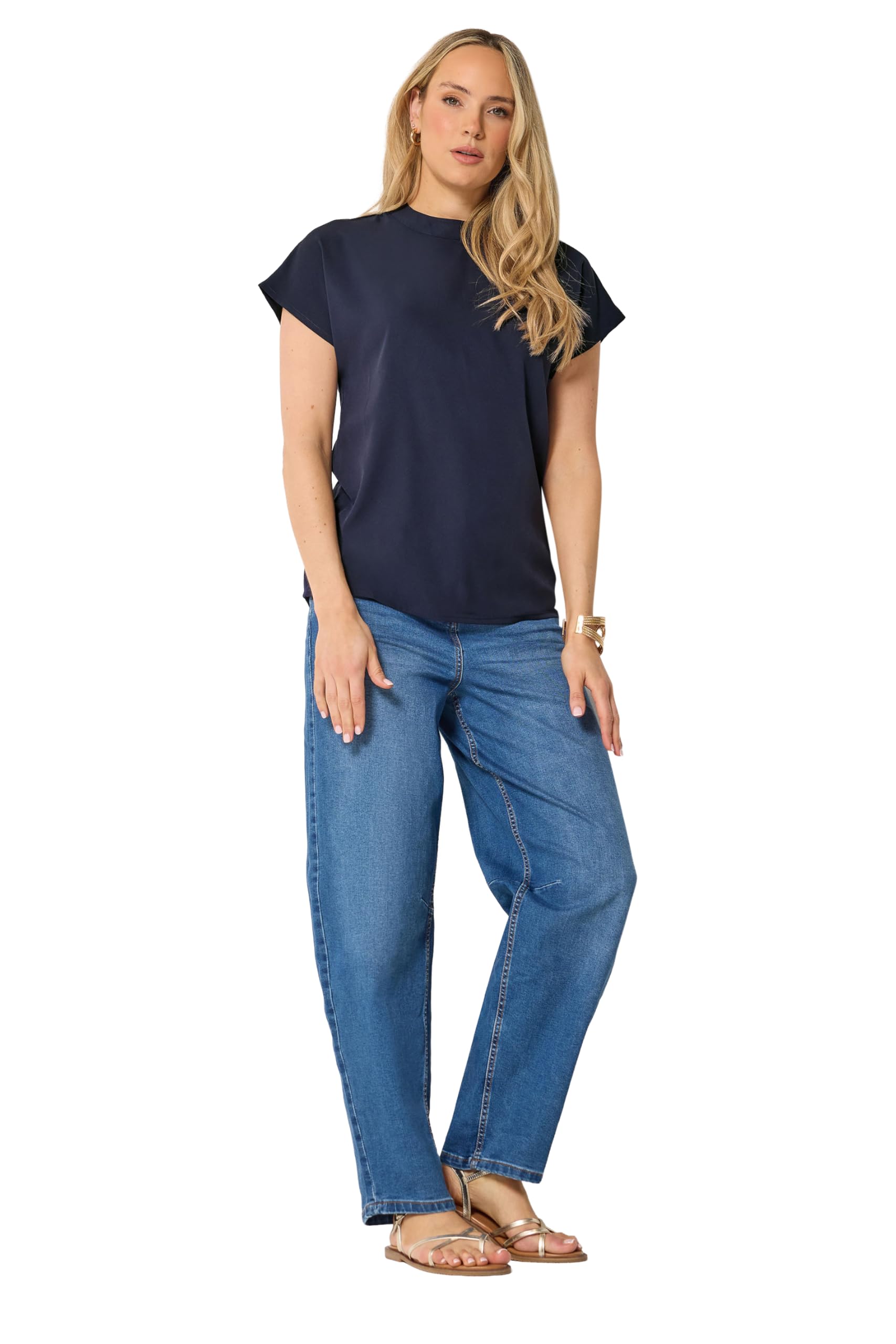 Long Tall Sally Women's Dark Navy Tall Grown-On Sleeve Top In | Size: 24