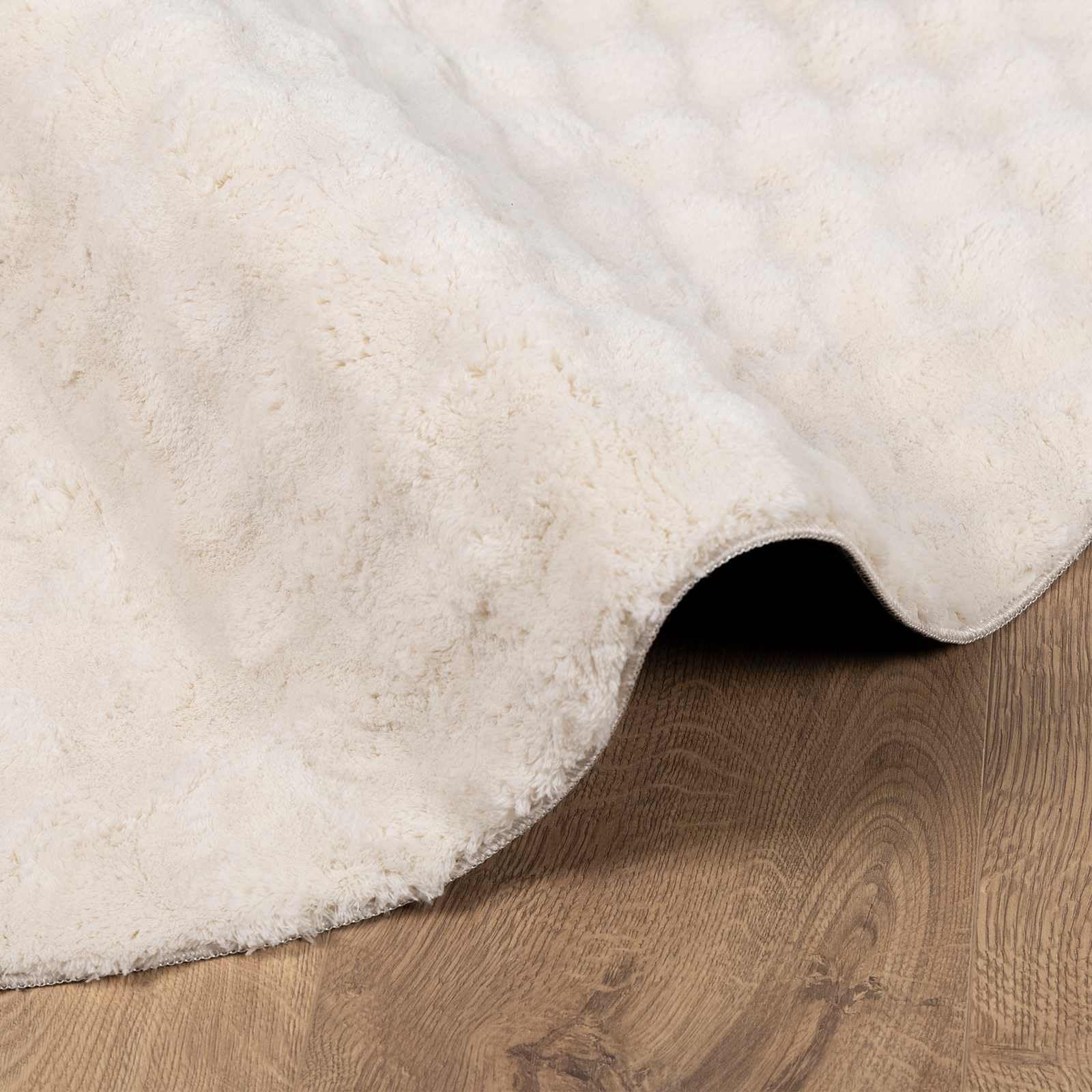 Tappeto rotondo Sirolo, per soggiorno, camera da letto, corridoio e sala da pranzo, morbido, lavabile, antiscivolo, a pelo medio, 160 cm, beige
