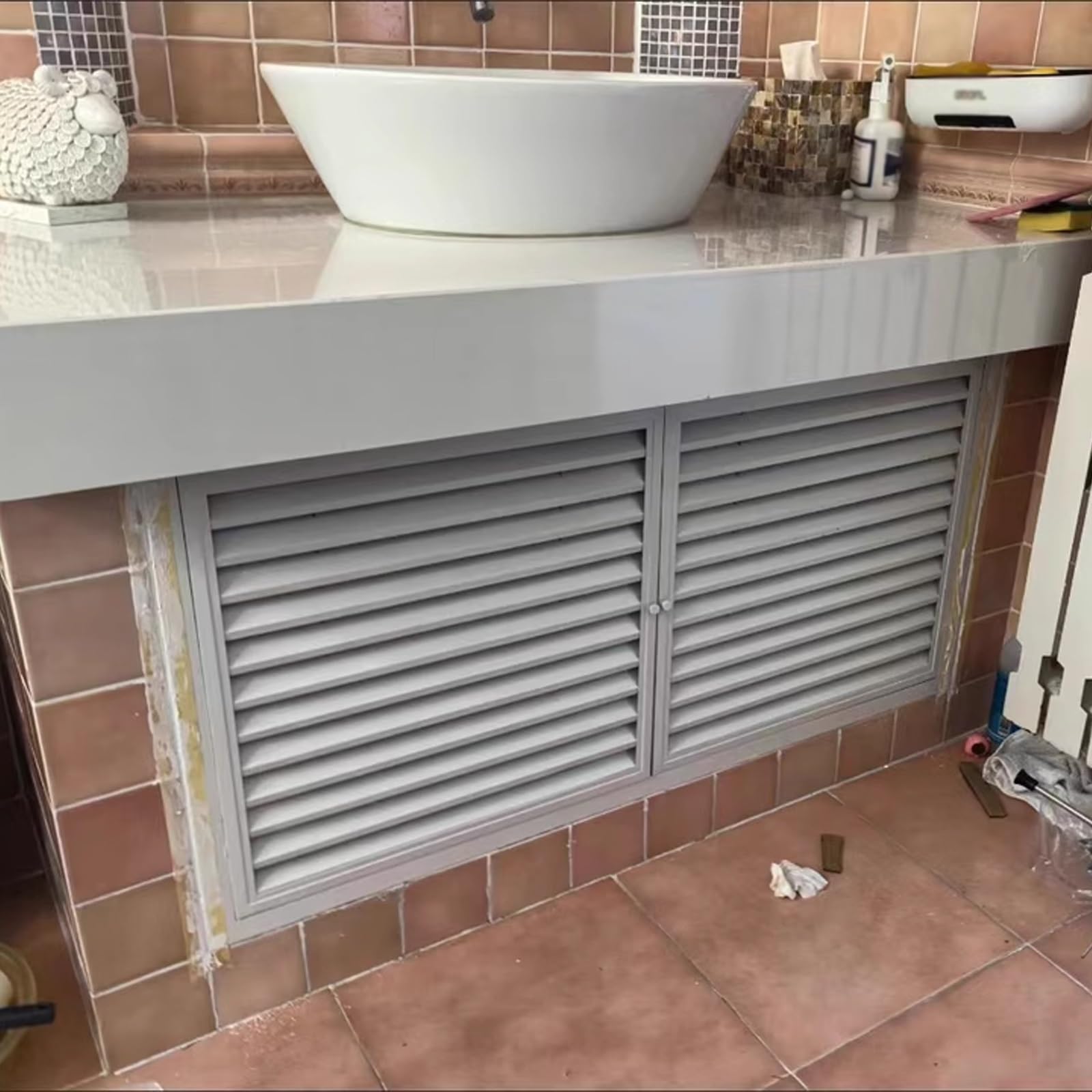 Panel de acceso para paneles de yeso de acero galvanizado, doble puerta con asa, 60 x 80 cm, ideal para fontanería, medidores de gas y distribución de agua, construcción de aleación de aluminio