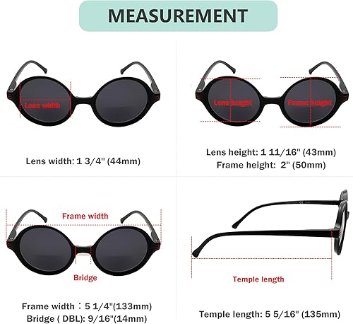 Miniatura 3 de Eyekepper Paquete de 4 lentes de sol bifocales para mujer, lentes pequeños, redondas, bifocales +1.50