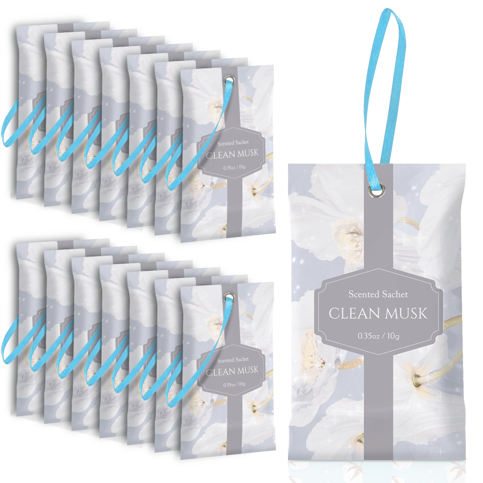 SCENTORINI Scented Sachets for Drawer and Closet, Pure Musk Scent 14 Pack
