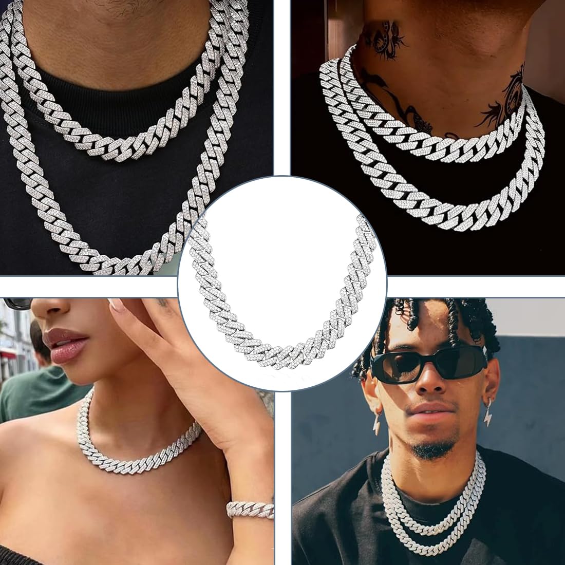 Men'S Necklaces Cuban Rap Hip Hop Chain 50 Cm Stainless Steel Collana Cubana Collana Uomo