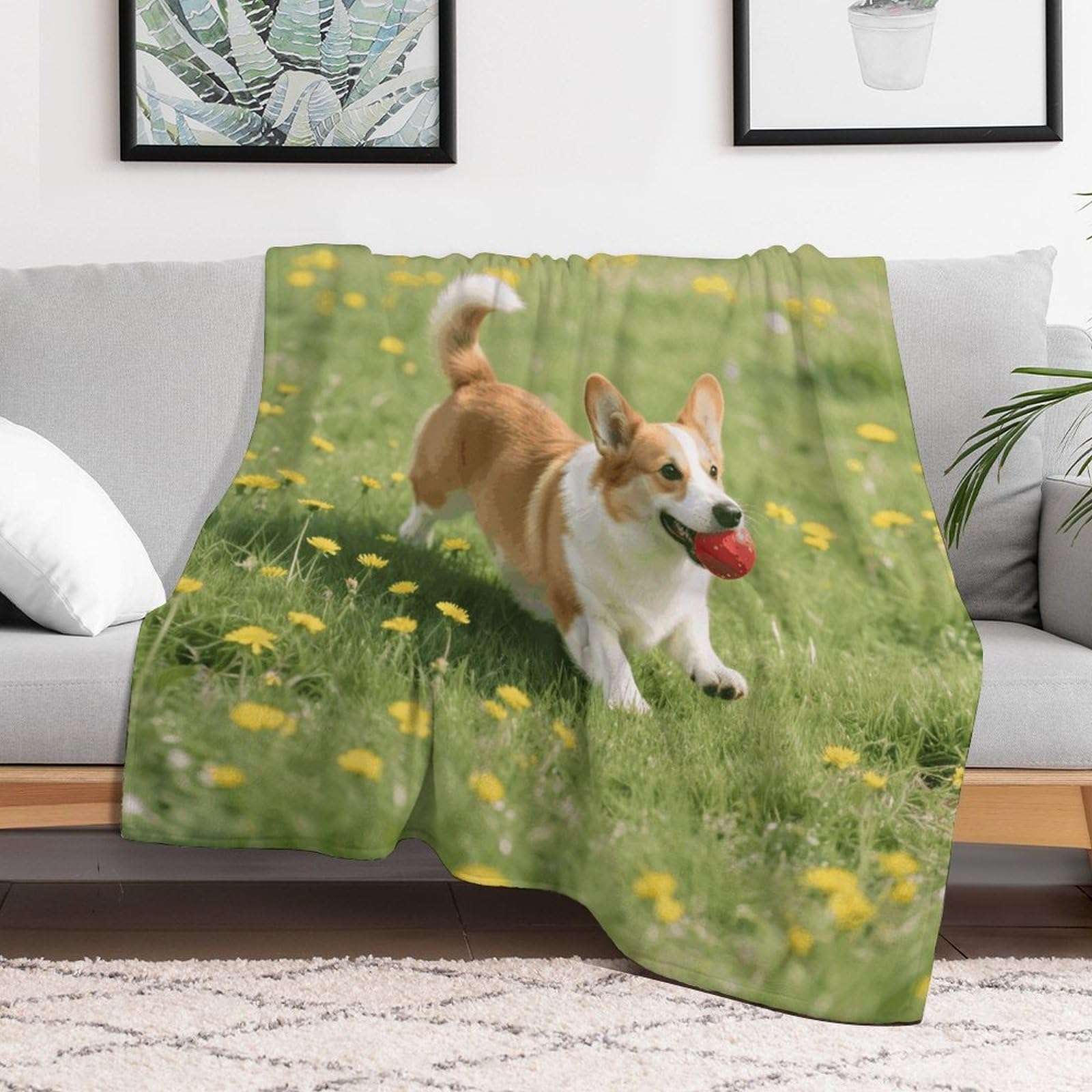 Custom Corgi Blanket Lightweight Flannel Fleece Throw for Couch Sofa Bed Luxury Soft Cozy Plush Lap Bedtime Blanket for All Seasons Bedroom Home Decor Gifts 30x40