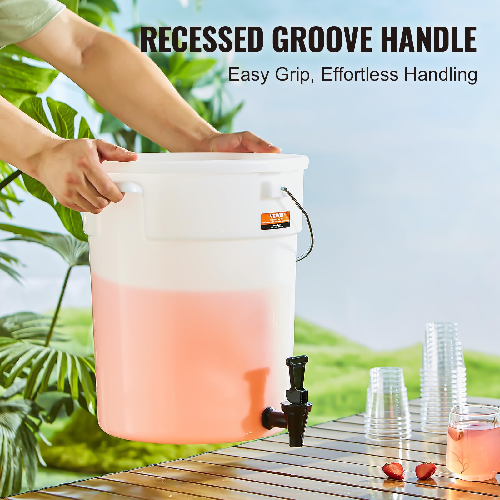 VEVOR Distributeur de Boissons 2 PCs Grande Capacité de 19 L, Fontaine à Eau avec Robinet et Couvercle, en Plastique, Distribution de Jus Limonade Thé Glacé, pour Restaurants, Hôtels, Cafés, Soirées