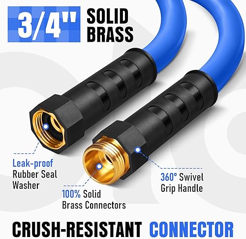 Miniatura 5 de Manguera de jardín resistente de 50 pies, manguera de agua flexible no expandible, manguera híbrida ligera resistente a las torceduras, manguera a