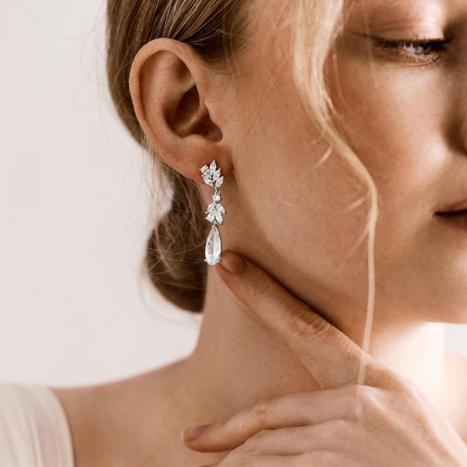 Dangle Drop Earrings for Women Wedding Bridal Rhinestone Long Cubic Zircon Dangling Crystal Chandelier Sparkly 14K Gold Plated Dainty Trendy Jewelry - Image 3