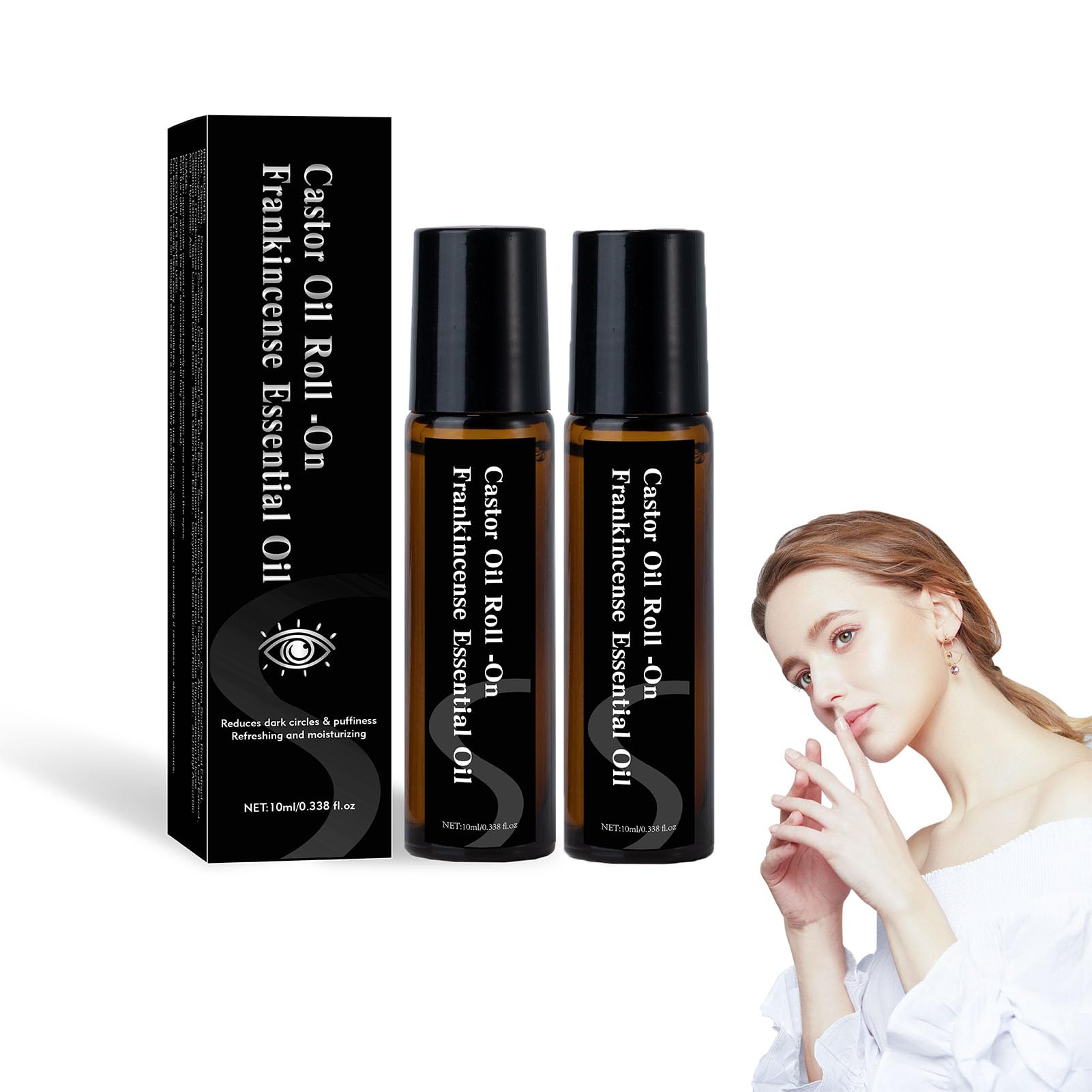Tiksec Castor Oil and Frankincense Eye Roller, Castor Oil Under Eye Roller, Castor Oil Frankincense Rollerball, Moisturizing, Anti-Wrinkle and Fine Line (2)