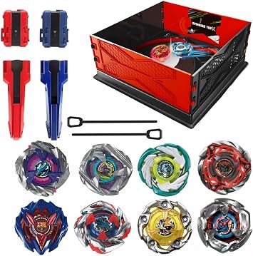 ASVEXKW Battling Set, Spinninning Top Burst Toy Combat Battling Game Set, Spinning & Launchers Stadium, Birthday Gift for Boys, bx 8 Spinning Tops