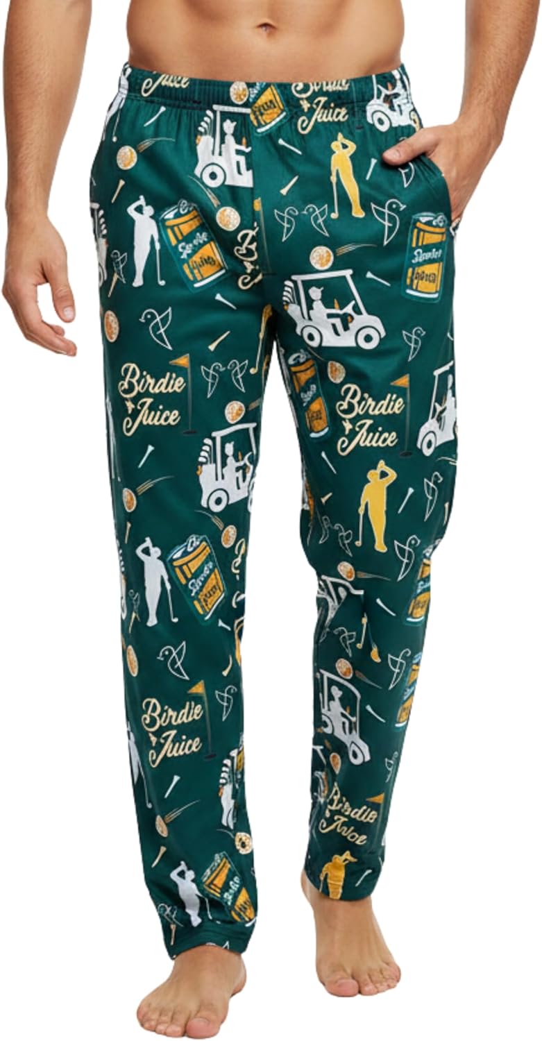 Funky Junque Men’s Funny Pajama Pants – Soft Lounge Sleep Novelty PJ Bottoms with Deep Pockets, Great for Men