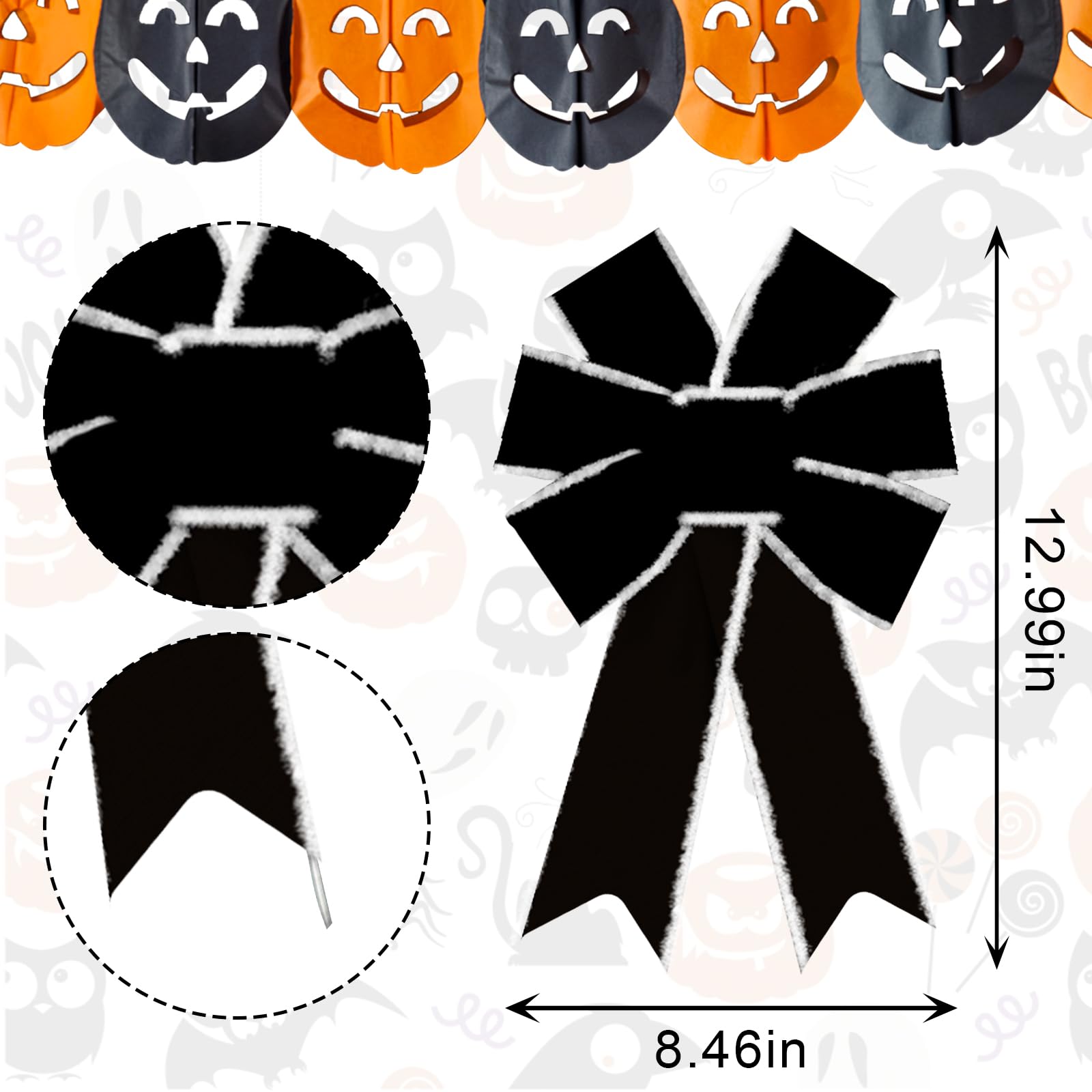 Habbiful 2PCS Easter Bows for Wreath, Spring Wreath for Front Door, Black Velvet Tree Topper Ornament for Easter Party Home Decoration Supplies