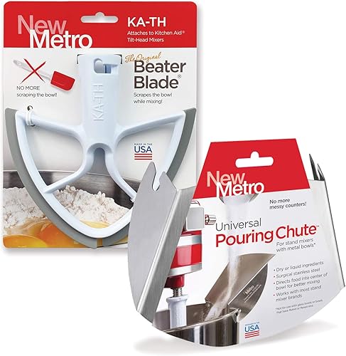 Cuchilla batidora original para batidora de cabeza inclinable de 4.5 y 5 cuartos y juego de conductos de vertido universales, fabricado en Estados