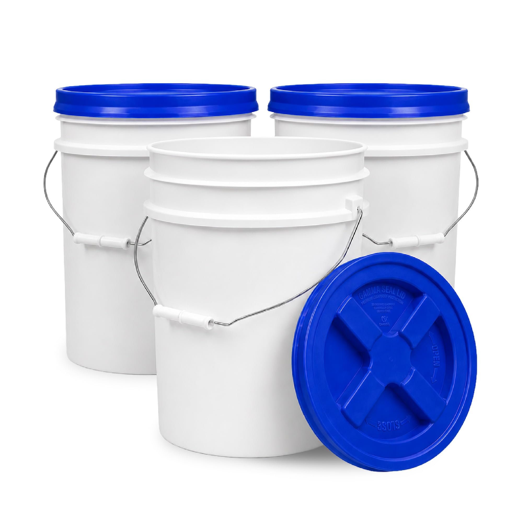 ePackageSupply 5 Gallon Bucket - Food Grade w/Lid BPA-Free, White/Blue, 3