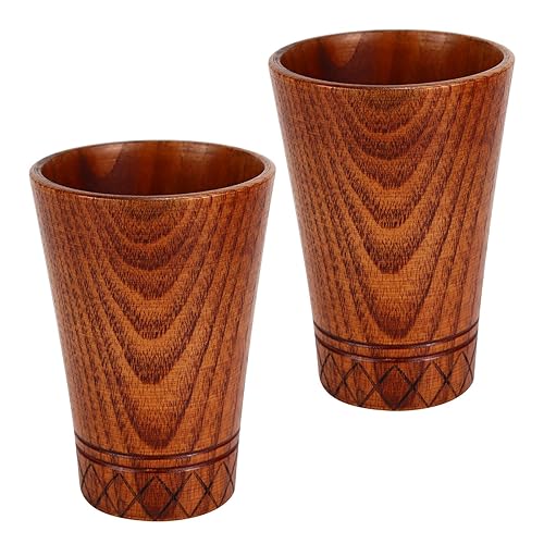 Koqye 2 Pack 10oz (300ML) Wooden Coffee Mugs, Handmade Natural