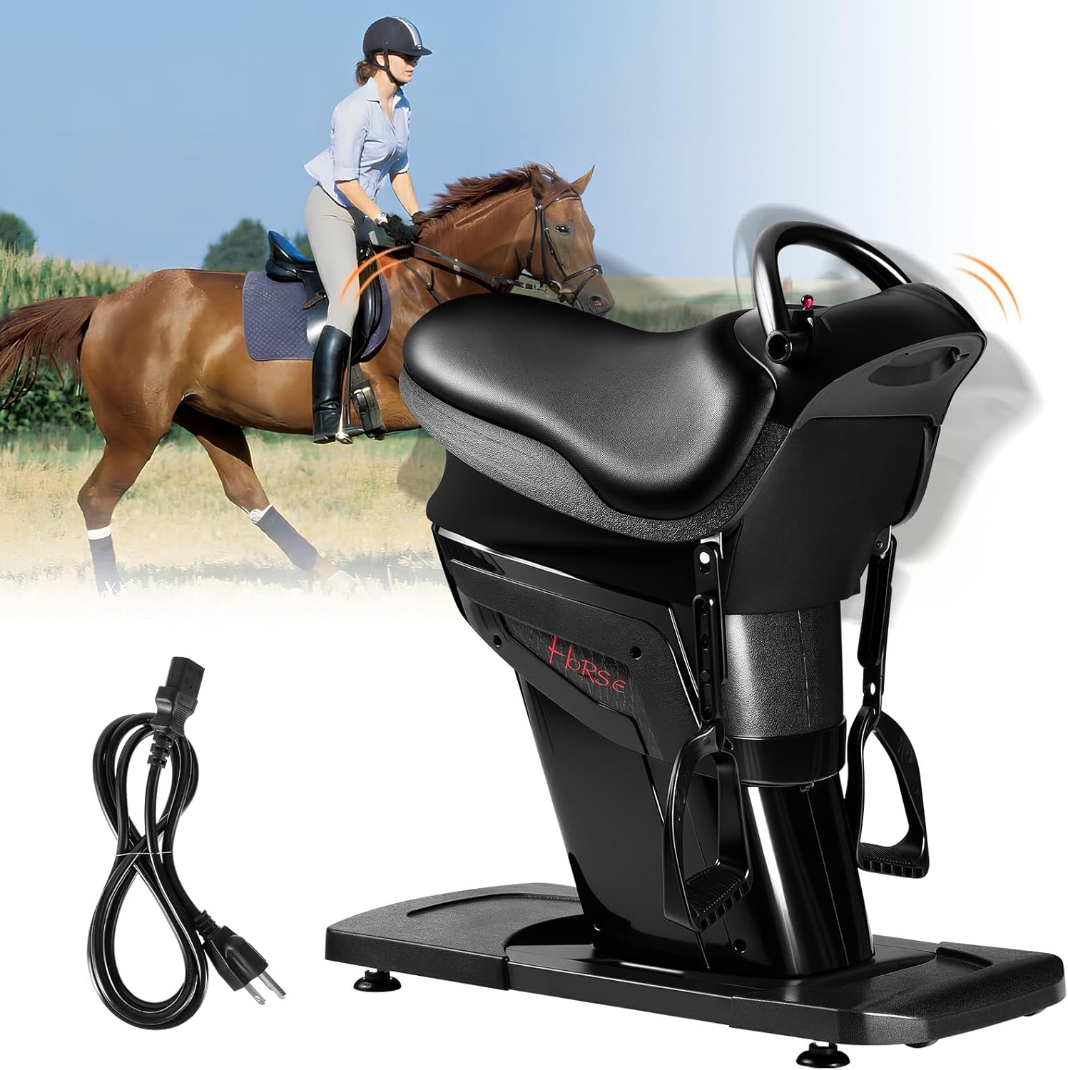 Electric Horse Riding Machine, Abdominal Exercise Machine for Home Gym, 3D 8-Figure Motion Core Strengthening Fitness Equipment, 20 Speed Levels with LCD Display, 330Lbs Capacity
