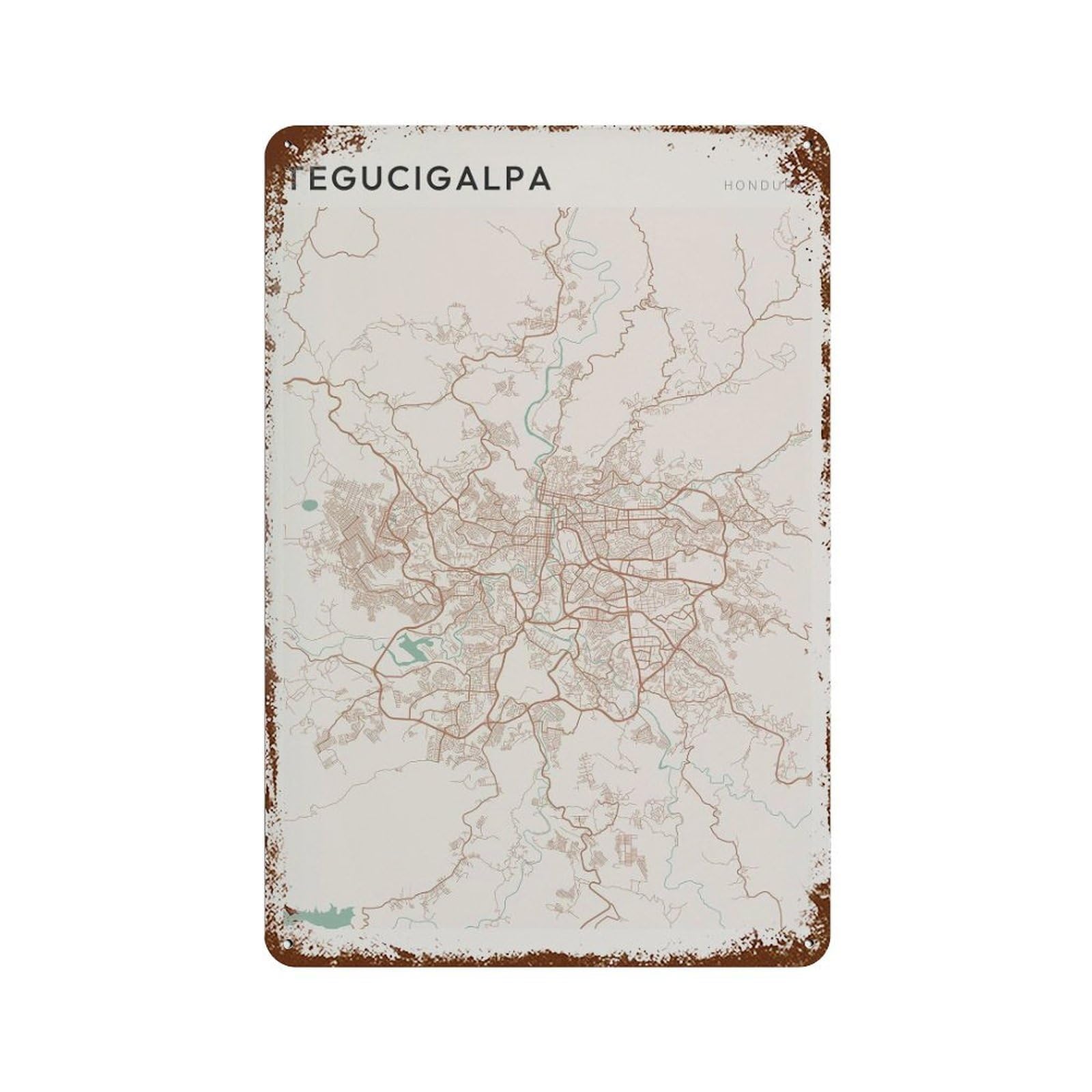 xiaoxiaoshen Tegucigalpa Map Honduras Travel Gift Farmhouse Decor Wall Decor Art Metal Tin Poster Modern Home Decor Art Home Bar Shop Decorations Vintage Sign 30x20cm