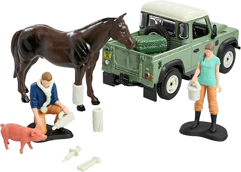 Britains Land Rover Veterinary 24 Piece Playset Including Land Rover 132 Scale - Suitable for Ages 3+