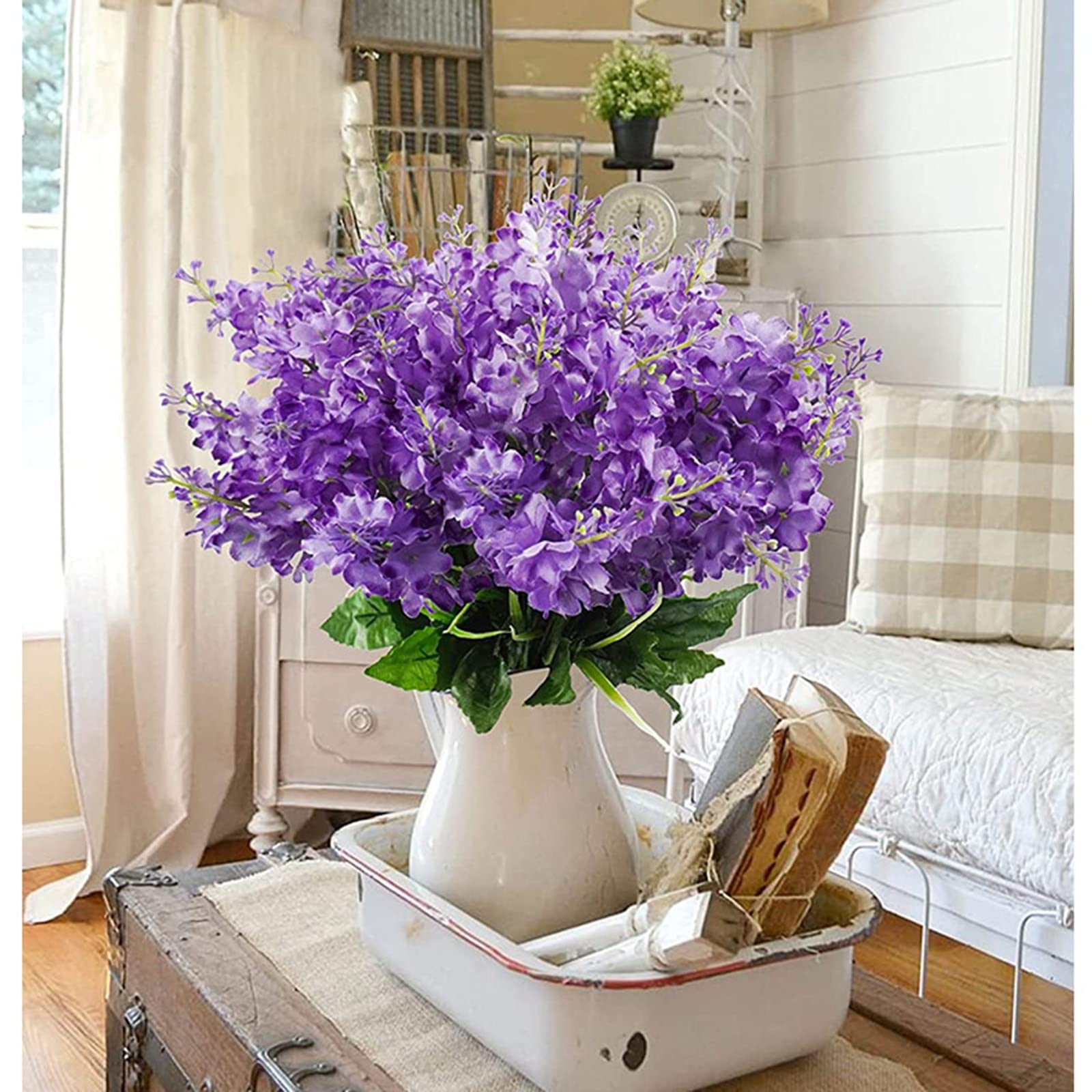 Clicitina Bouquet di fiori artificiali, giacinto di glicine finto per vaso, decorazione per la casa, per interni ed esterni, giardino, hotel, feste, matrimoni, autunno tavolo centrotavola (viola, t