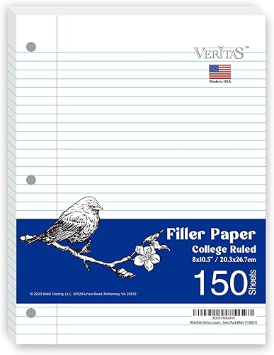 Miniatura 2 de Papel para cuaderno de hojas sueltas, papel rayado de 8 x 10-12 pulgadas, 3 agujeros perforados para carpeta de 3 anillas, 150 hojaspaquete, 24