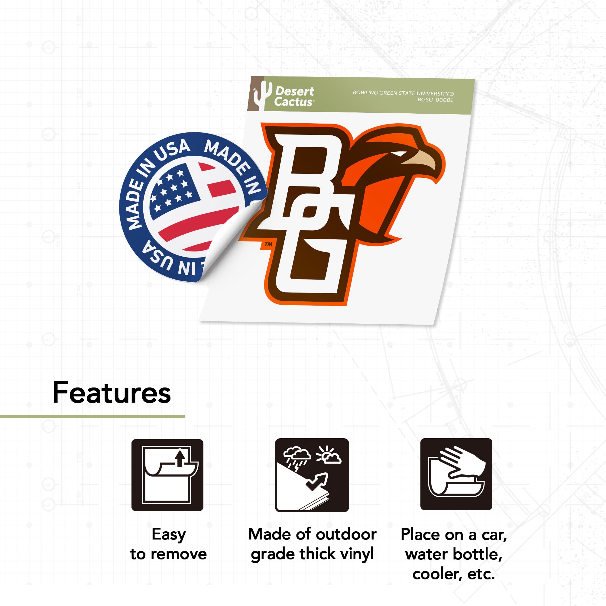 Bowling Green State University BGSU Falcons Vinyl Decal Sticker - Officially Licensed NCAA - View #3