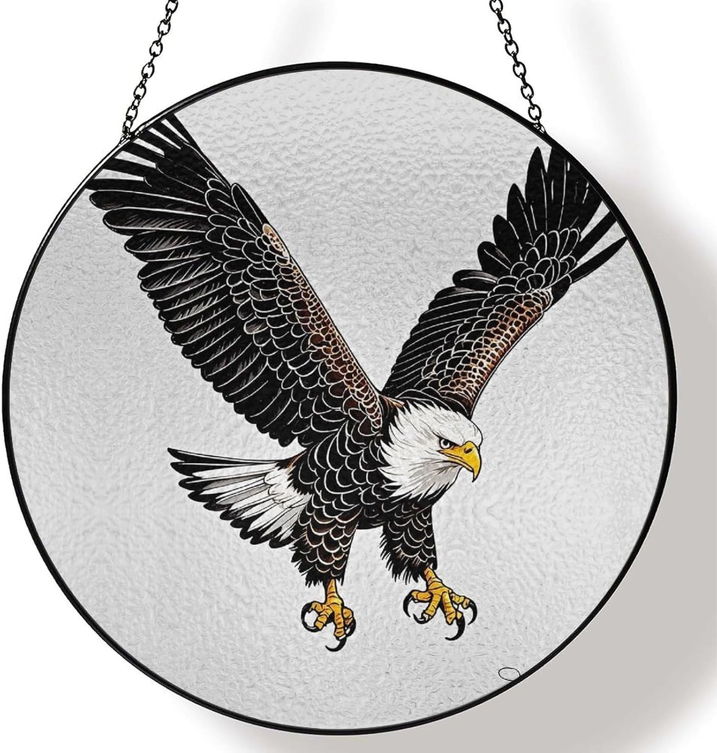 Stained Glass Hanging Sign Suncatcher, Bald Eagle Diving