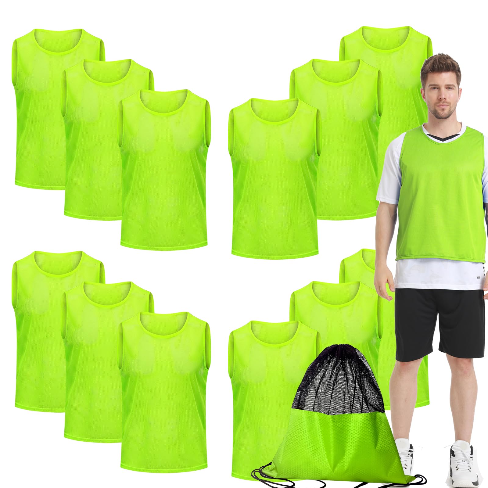 12/24/48Pcs Soccer Pinnies Youth, Scrimmage Team Practice Vests