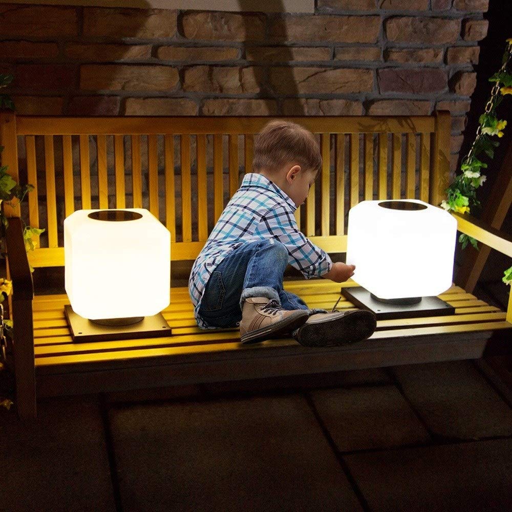 Lanterna a Colonna Solare a LED per Esterni, Quadrata, per Villa, Porta, in Acrilico, a Forma di Lampada da Giardino, Balcone, Parco, Nera, Impermeabile con Grado di PRO,36 * 30cm