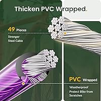 Vista 4 de Cable de Candado para Bicicleta Titanker, Candado de Cable para Bicicleta de 4 Pies, Autoenrollable, Combinación para Bicicleta Infantil con Soporte