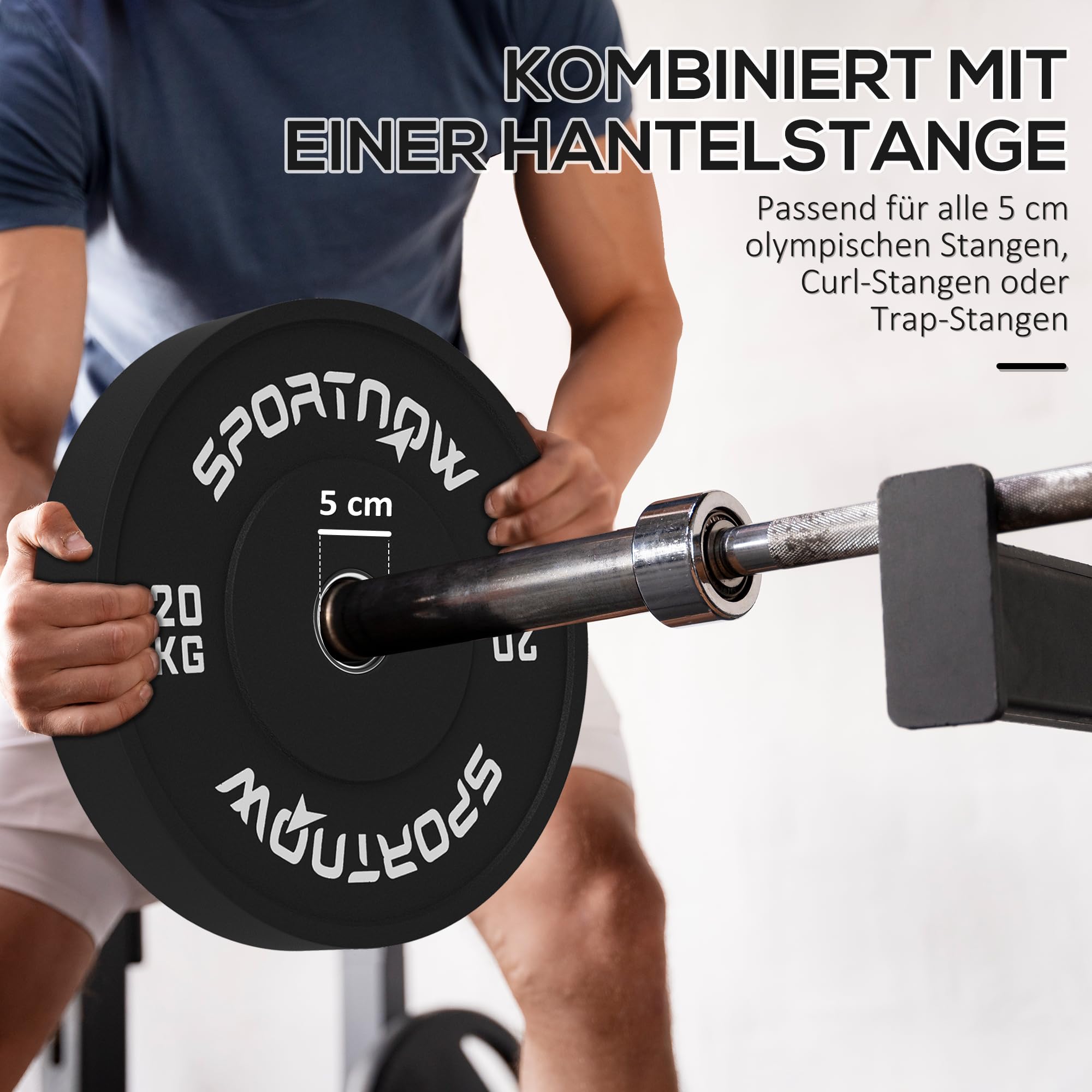 SPORTNOW Zestaw 2 gumowych obciążników 2 x 10/20 kg, talerze do siłowni i domu z otworem 5 cm do hantli i sztang