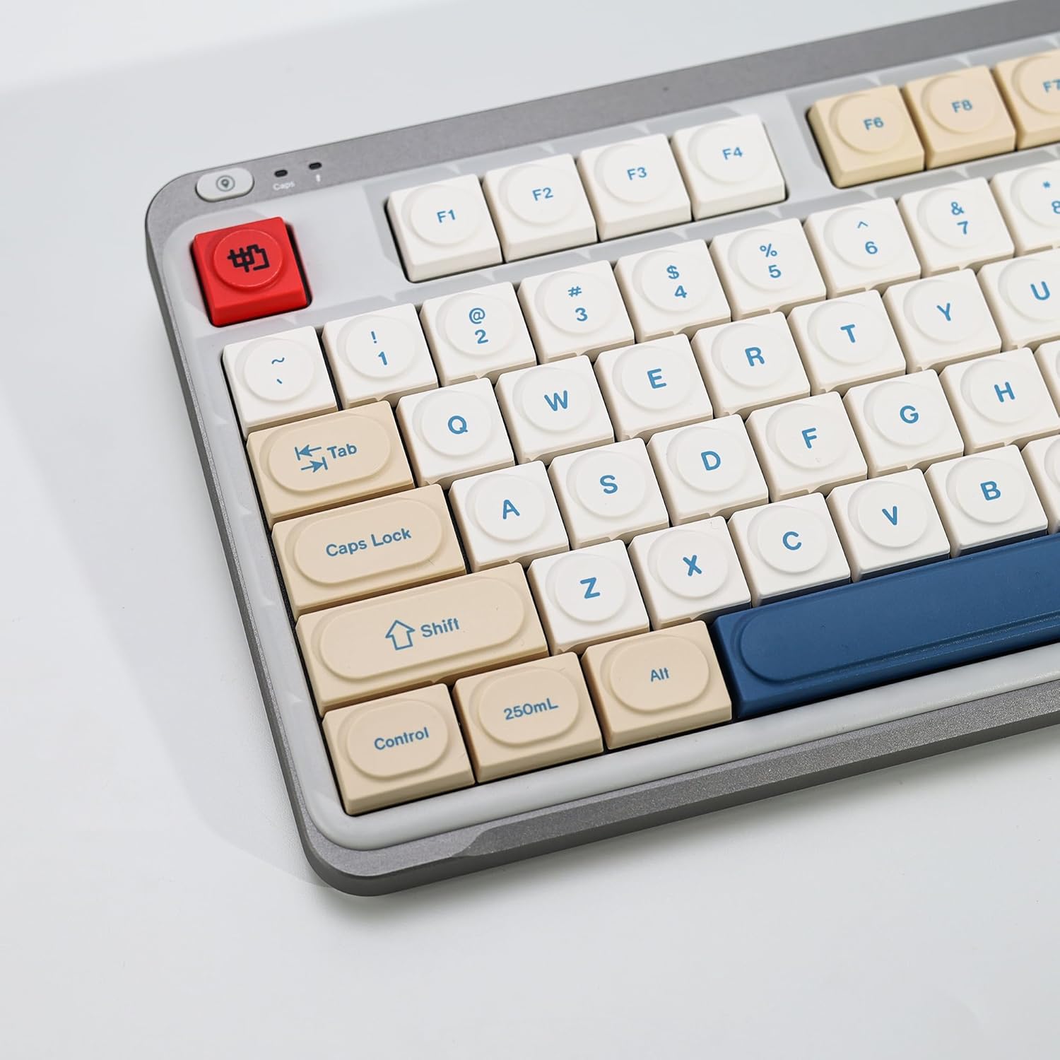 KBDiy Soy Milk Doys Low Profile Keycaps Set,137 Keys Dye-Sublimation PBT Retro Keycaps for Cherry Gateron MX Switches & Magnetic Switches Mechanical Keyboards