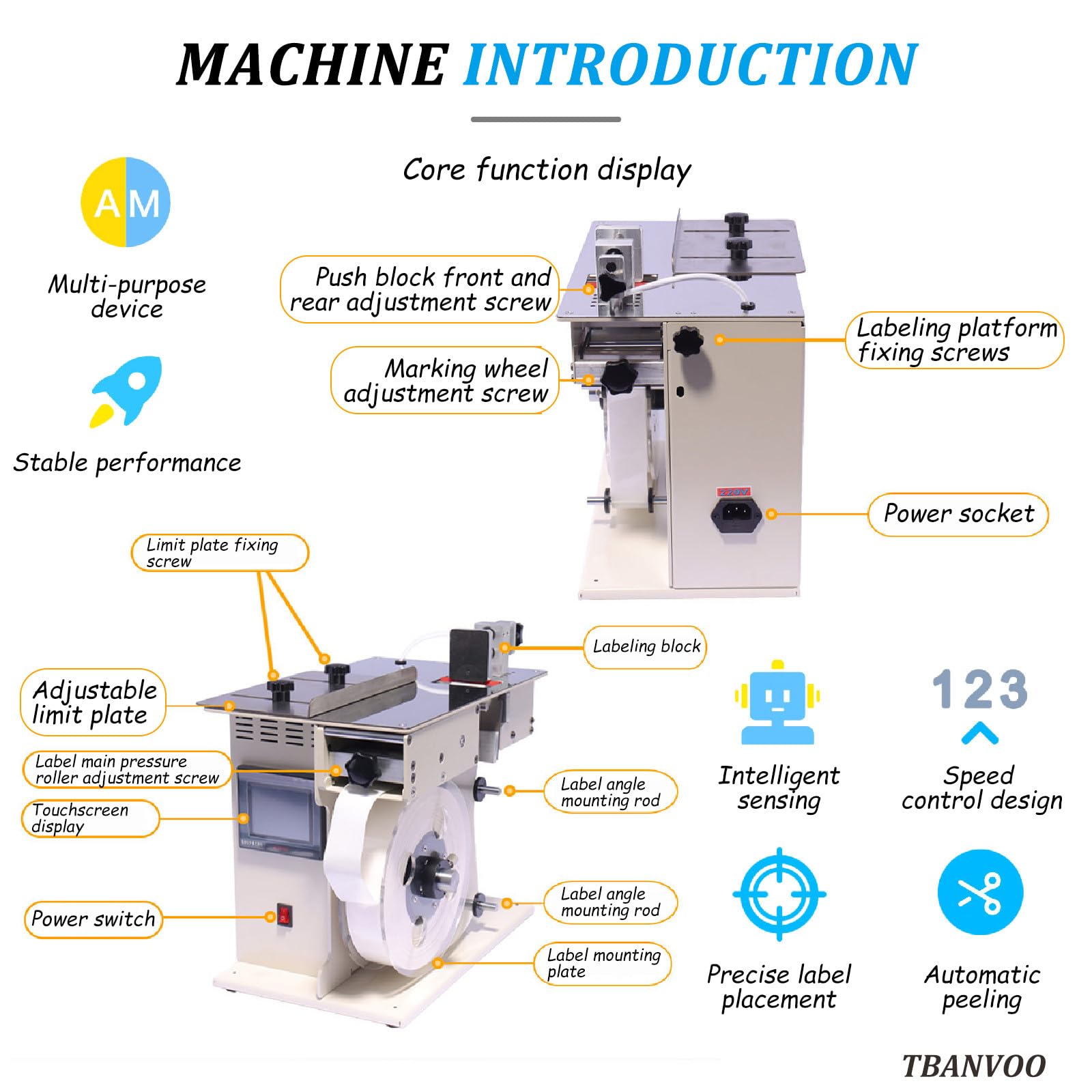 Macchina Etichettatrice con Scocca Metallica di Grado Industriale - Applicatore Semi-Auto Durevole per Operazioni di Etichettatura di Precisione ad Angolo Retto
