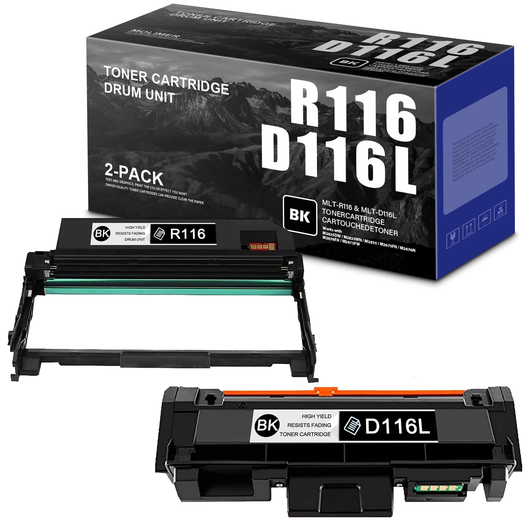 MLT-D116L Toner Cartridge & MLT-R116 Drum Unit 2-Pack Replacement for Samsung MLT-D116L MLT-R116 Xpress M2825DW M2825WN M2675FN M2676FH M288x M262x