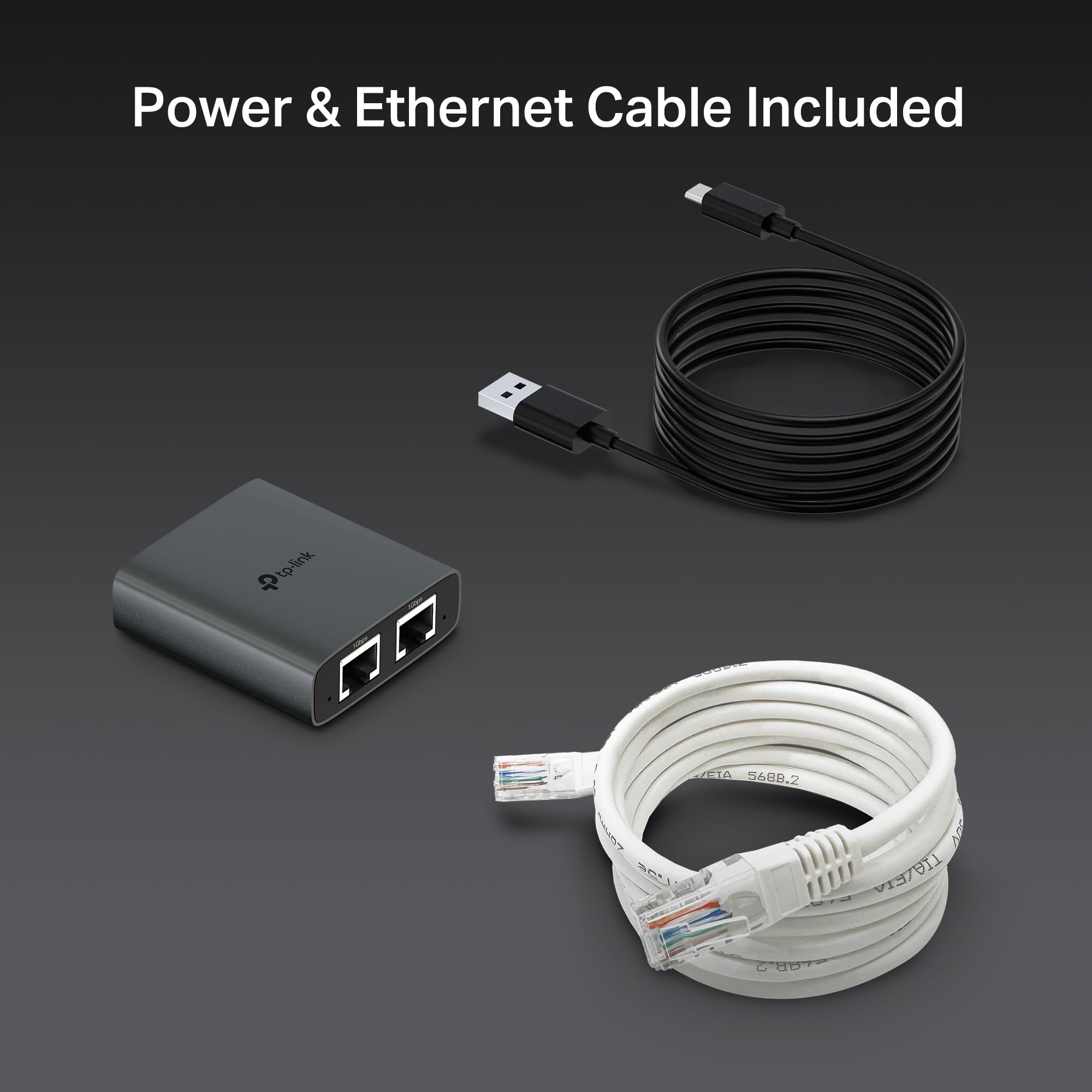 TP-Link Répartiteur Ethernet 1 vers 2, 1000 Mbps, haute vitesse, double port, répartiteur Internet, compatible avec les câbles Cat8/7/6/5e/5, USB-C et Ethernet inclus, étui en aluminium, Plug and Play