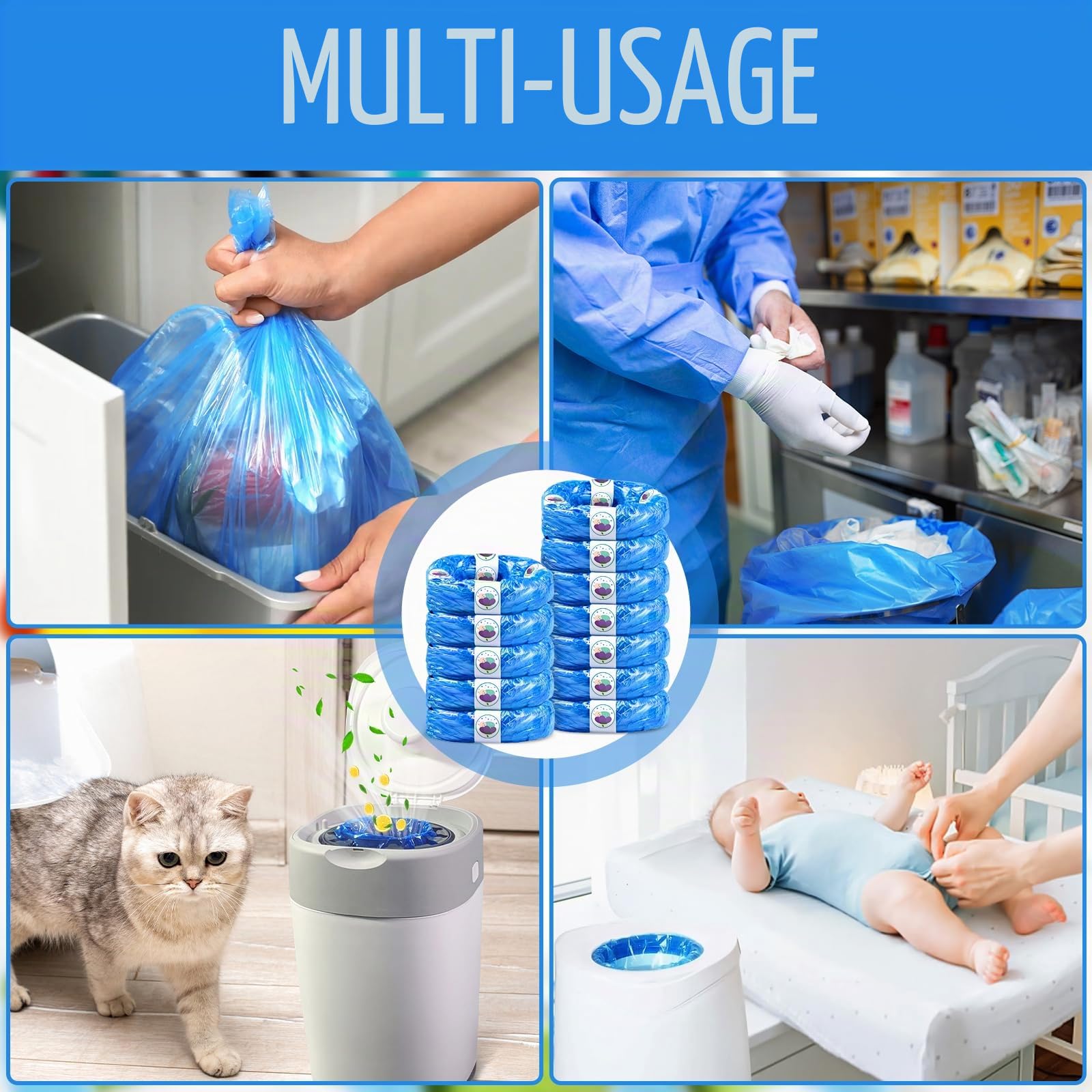 Lot de 12 Recharges Poubelle à Couche 4,5M Compatibles avec Tommee Tippee Twist & Click, Sangenic Tec, Simplee – Anti-Odeur, sans BPA, Sac Poubelle Couche Écologique