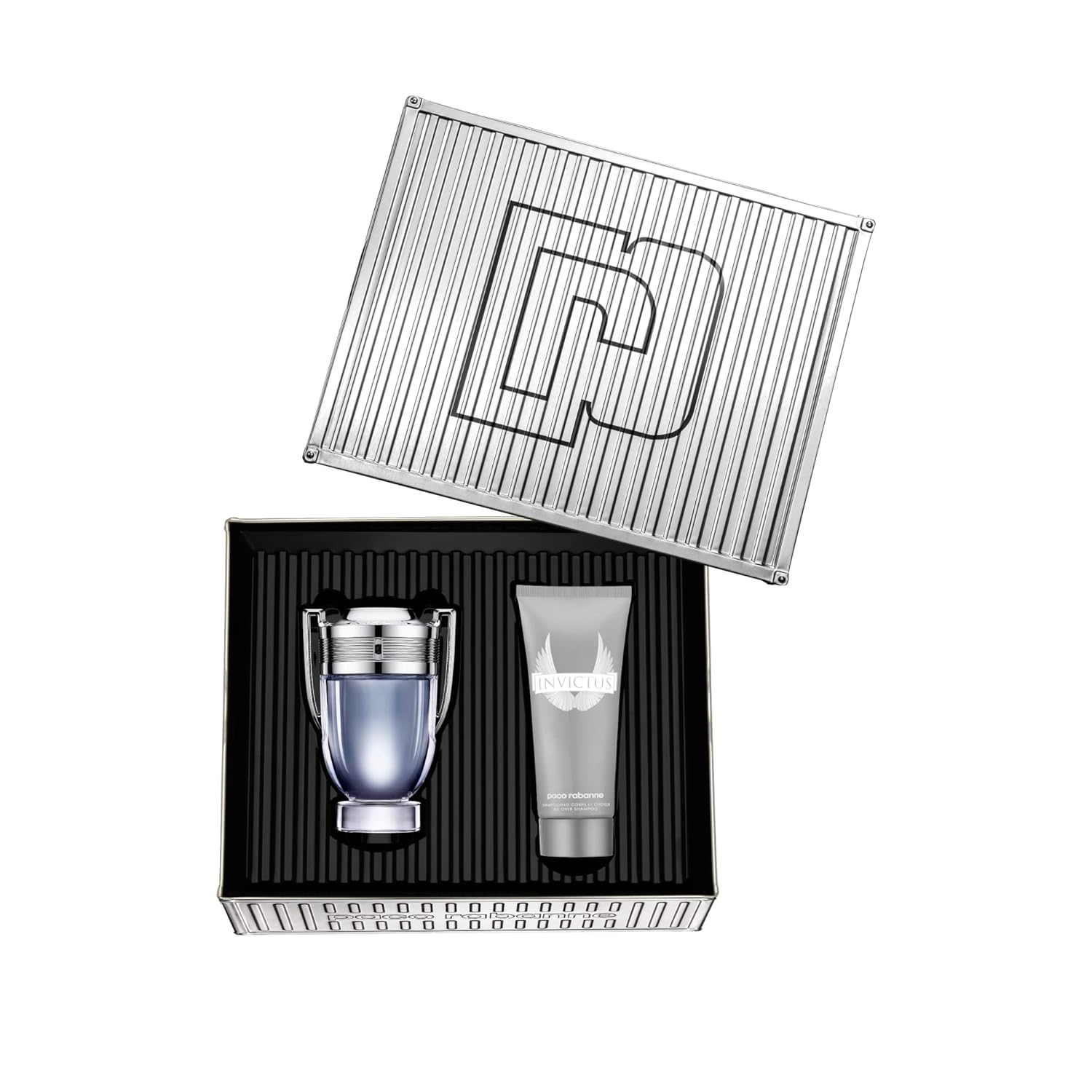 Paco Rabanne Invictus 2-Piece Set Gift Set for Men, (3.4 Oz Eau De Toilette Spray + 3.4 Oz All Over Shampoo)