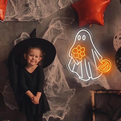 Miniatura 8 de Letrero de neón con texto en inglés "Trick or Treat", luz de neón LED de Halloween, decoración de noches de terror, para Halloween, fiesta, bar,