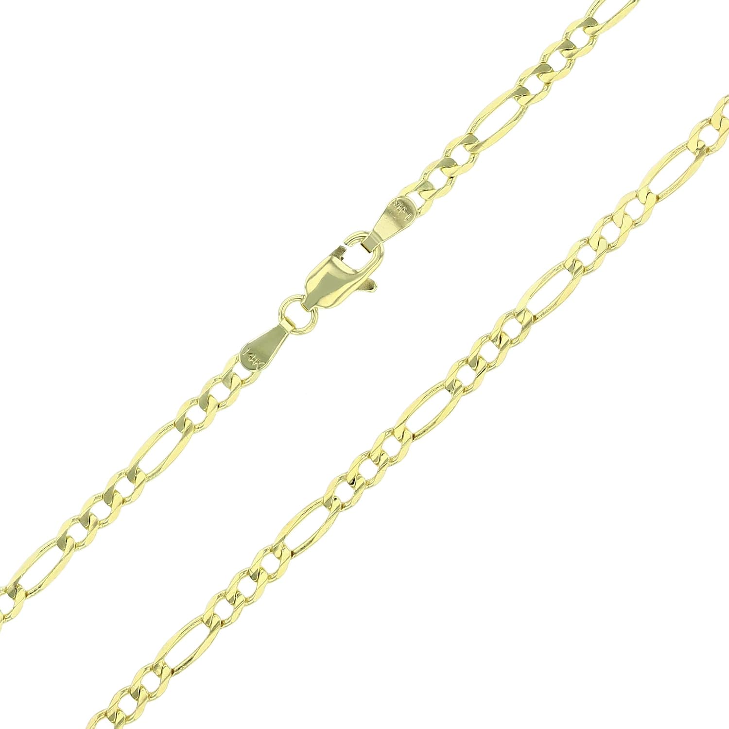 14K Yellow Gold Solid 2mm-12mm Figaro Chain with Lobster Claw Clasp | Italian Gold Chain | Gold Figaro Chain for Men and Women