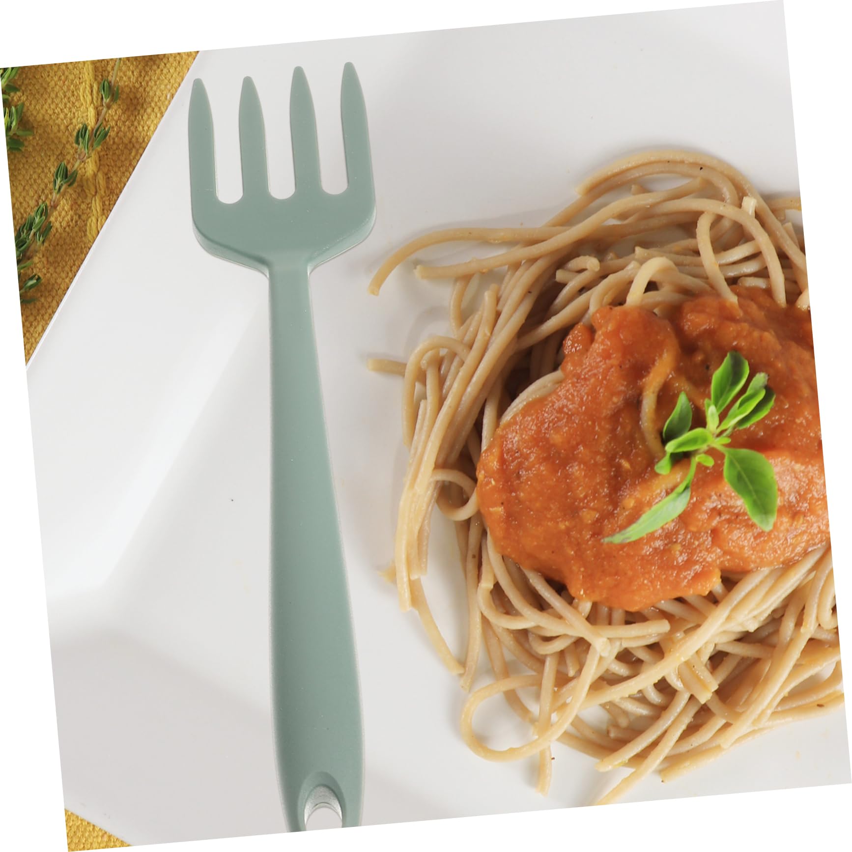 Ergonomic Silicone Cooking Fork for Single Noodle Pasta Versatile Noodle Tongs Kitchen Heat Resistant Fork Safe Non-Slip Reusable 1PC