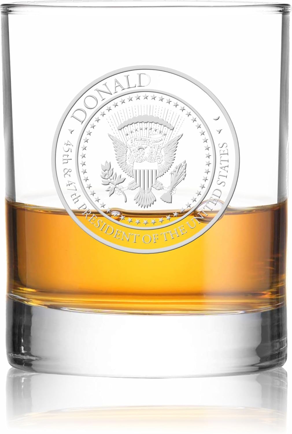 Presidential 47 Seal Engraved Whiskey Glass – 13oz Rocks Glass for Bourbon, Scotch, or Cocktails – Republican Gift for Men or Women
